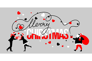 Merry Christmas card on light gray, an Object Illustration by Valenty