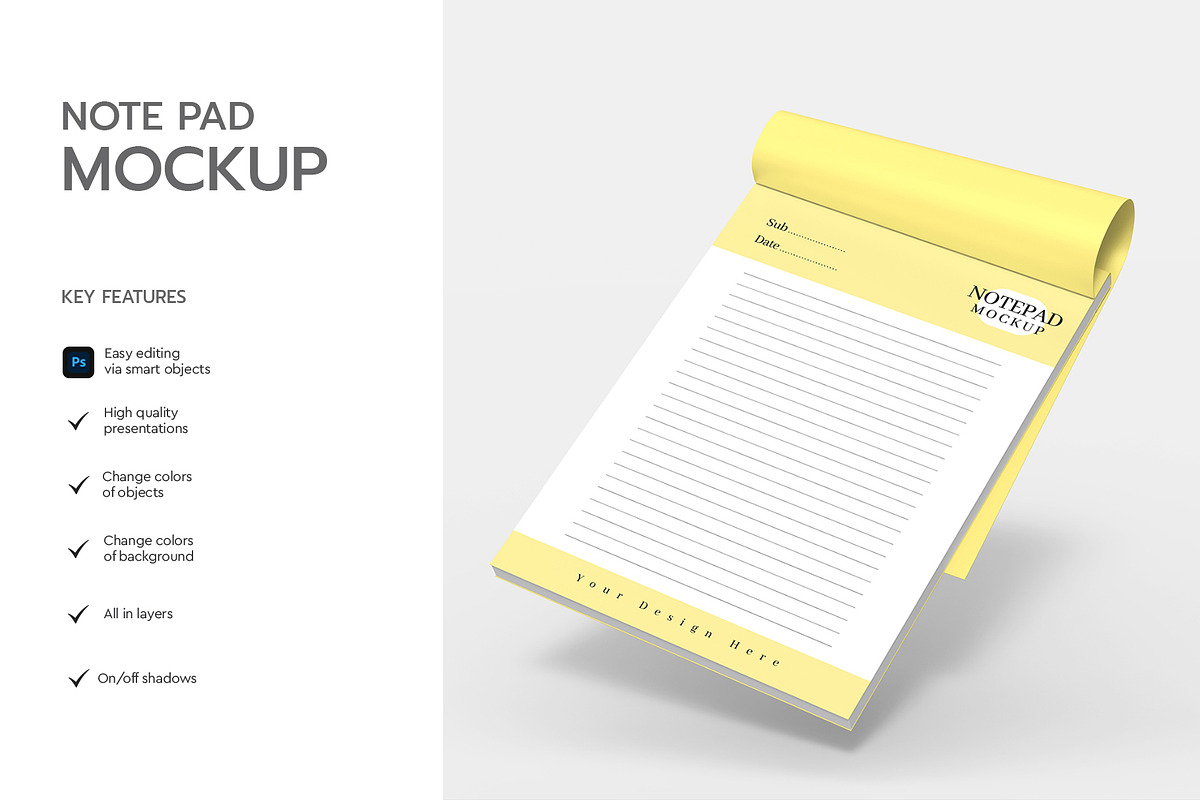 Floating Notepad Mpckup Template