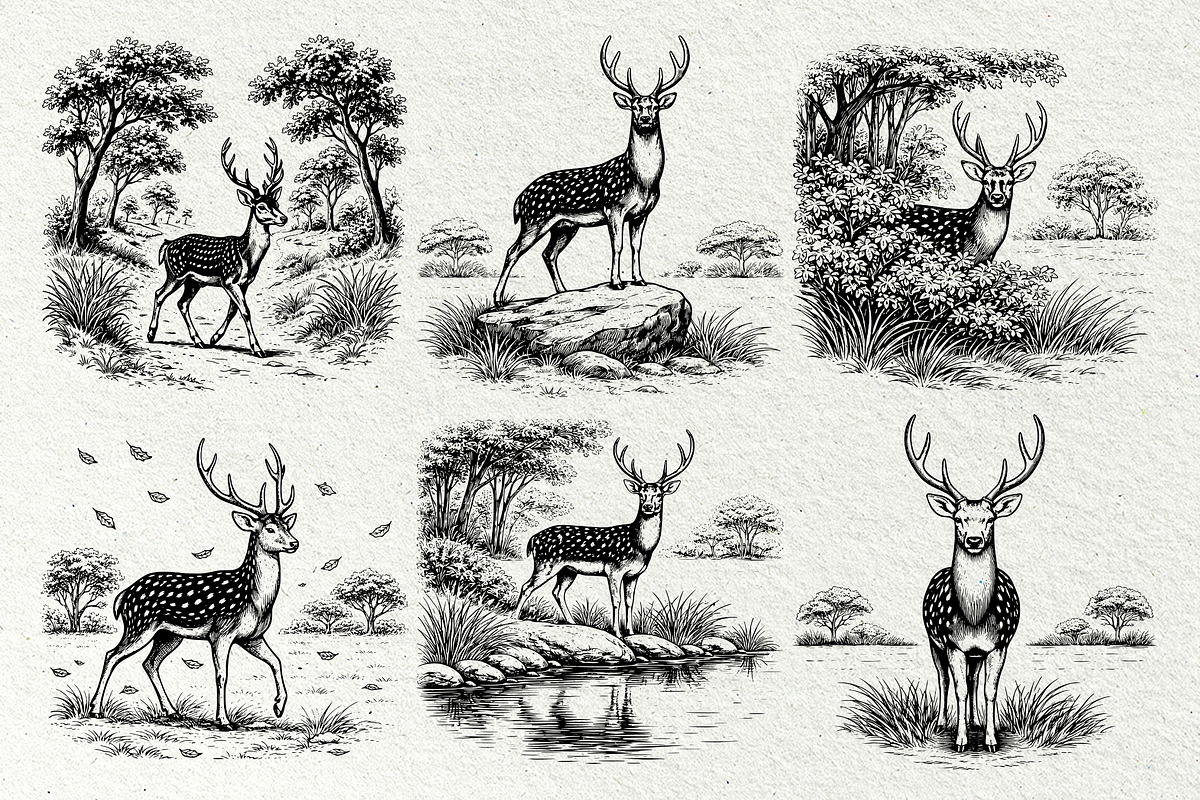 Axis Deer Wildlife Graphics, an Animal Illustration by DENIDigitalArtSudio (Photo 5 of 8)