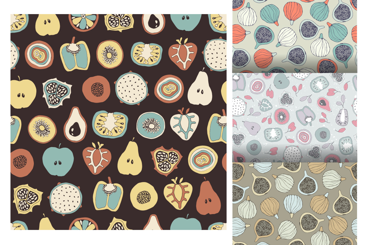 4 fruits seamless pattern, a Pattern Graphic by Mira15