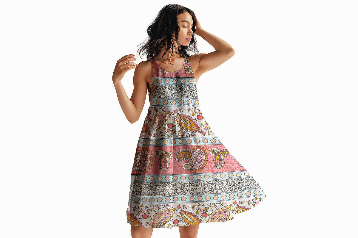 Ethnic Paisley Border Floral Pattern, a Pattern Graphic by StudioGlouna (Photo 3 of 9)