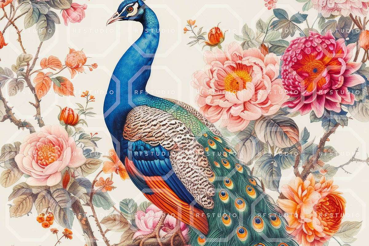 PEACOCK PARADISE, Seamless Patterns, a Texture Illustration by RefinedFantasyStudio (Photo 8 of 10)