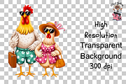 10 Rooster and Hen Beach PNG Bundle, an Illustration by Clipart Bloom (Thumbnail 10 of 11)