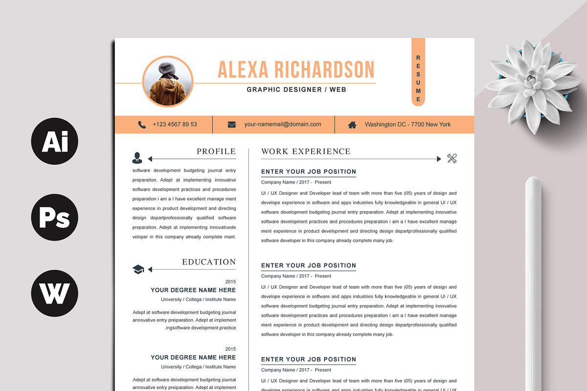 Clean Resume Template, a Resume Template by X-Type (Photo 1 of 5)