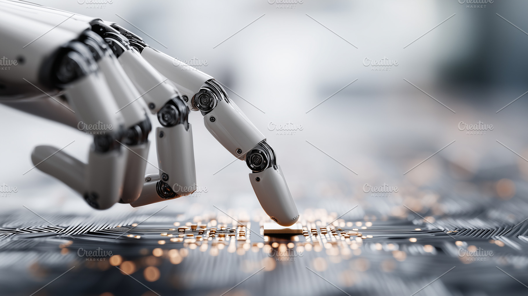 Robotic hand touching chip, a Technology Photo by MistyDay