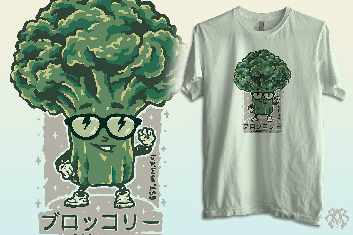 Cute Japanese Cartoon Broccoli, a Food Illustration by Krizvector Artwork Shop (Photo 2 of 3)