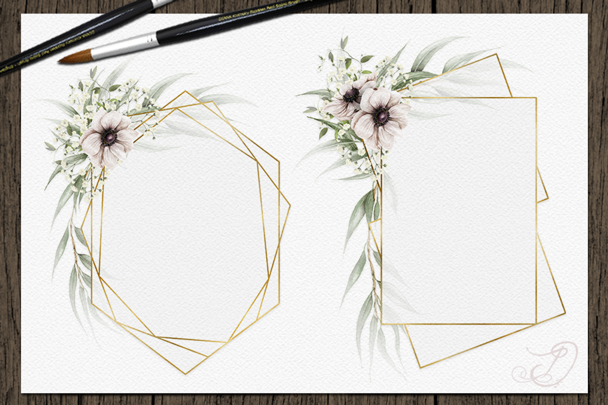 Eucalyptus Anemone Gold Frames, a Decorative Illustration by DioFlow (Photo 2 of 5)