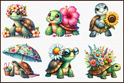 Turtle With Flower, Summer Clipart, an Illustration by Sublimation Artist (Thumbnail 3 of 6)