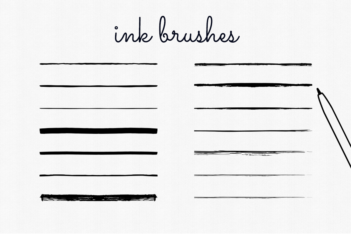 Handdrawn Ink Brushes Illustrator, a Brush Add-On by Bene's shop (Photo 2 of 5)