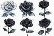 Black and Silver Glam Roses Clipart, an Illustration by Canvas Craft (Thumbnail 5 of 9)