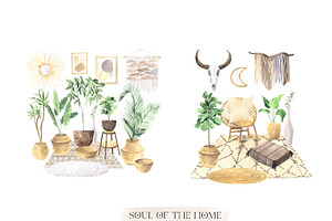 Boho Home Interior Clipart