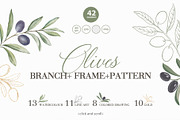 Olive branch, frame, pattern., a Texture Illustration by Kotkoa (Thumbnail 1 of 6)