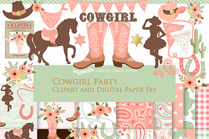 Cowgirl Peach Clipart Pattern