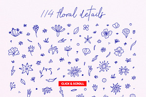 Scribbled Flowers Clipart Collection