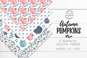 Fall Pumpkins Seamless Pattern Paper