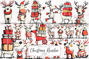 Christmas Reindeer Clipart, an Illustration by Markicha Art (Thumbnail 1 of 5)