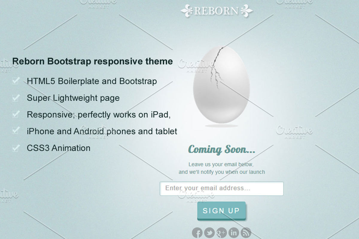 Reborn -Responsive Coming Soon Page, a Bootstrap Template by Responsive Business Theme