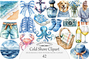 Watercolor Cold Shore Clipart, an Illustration by Design Market (Thumbnail 1 of 5)