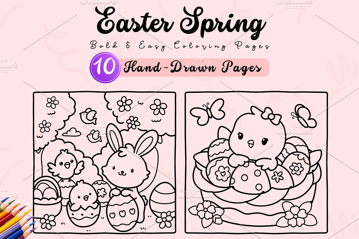 Bold & Easy Easter Spring Coloring, a Seasonal Illustration by Neon Studio (Photo 1 of 4)
