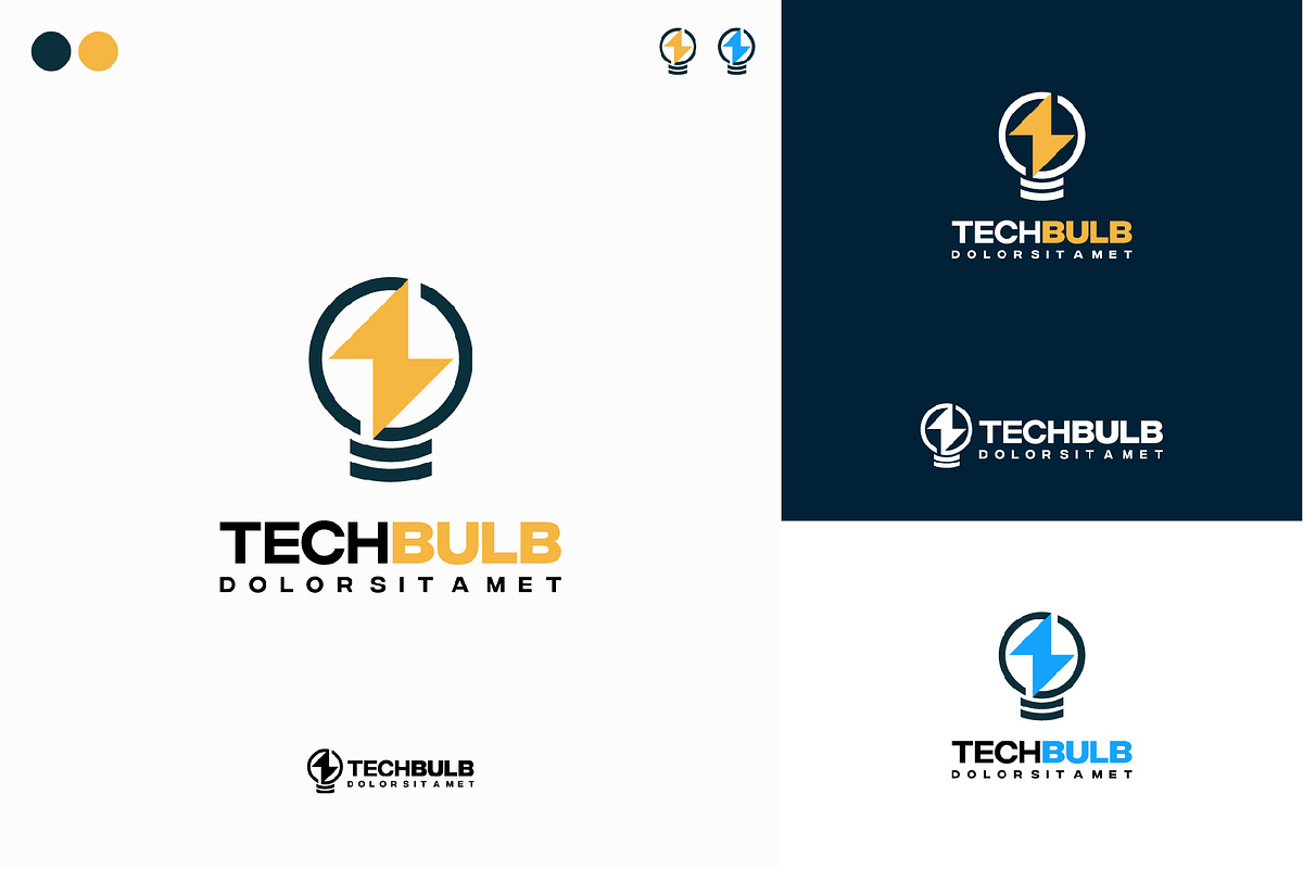 Set of Modern Tech Bulb logo designs, a Branding & Logo Template by Lucky Creative (Photo 5 of 5)