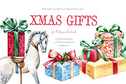 Watercolor Christmas Gifts, a Graphic by Akvarelldesign (Thumbnail 1 of 3)
