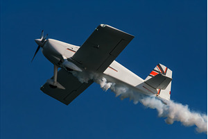 Stunt aerobatic plane performing