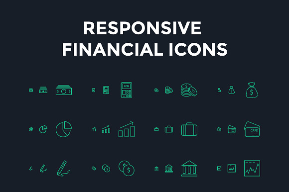 Responsive Financial Vector Icons preview 6