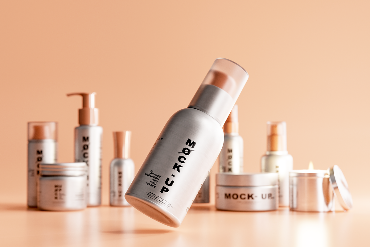 Aluminum Cosmetic Mockup Bundle, a Cups & Container Mockup by pmvch (Photo 7 of 206)