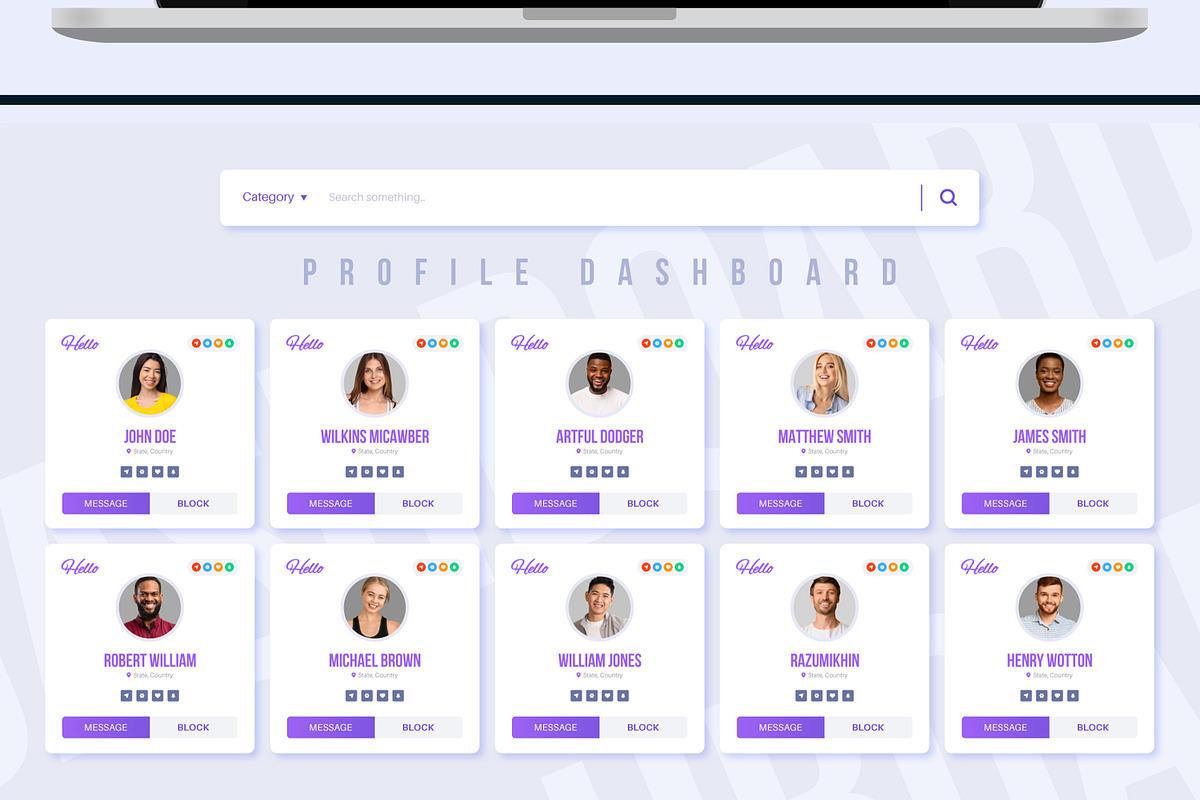 Profile Dashboard UI UX Template, an UI Kit Template by MightyDesign (Photo 3 of 6)