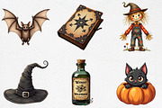 Vintage Halloween Elements Clipart, an Illustration by CrexoraLab (Thumbnail 3 of 5)