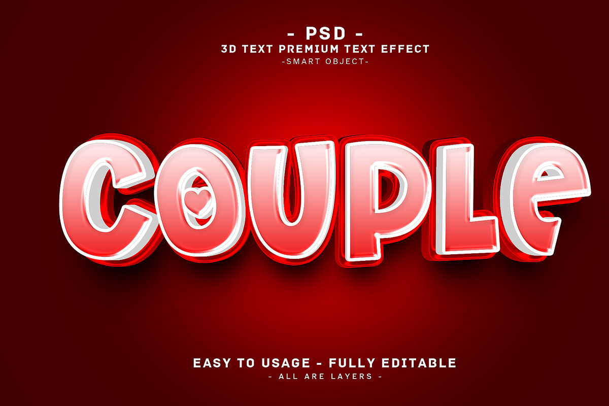 Couple 3D Editable Psd Text Effect, a Layer Style Add-On by Md Jahidul99
