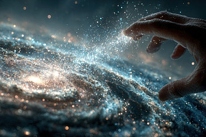 Hand Touching Spiral Galaxy, an Abstract Photo by Ales Munt