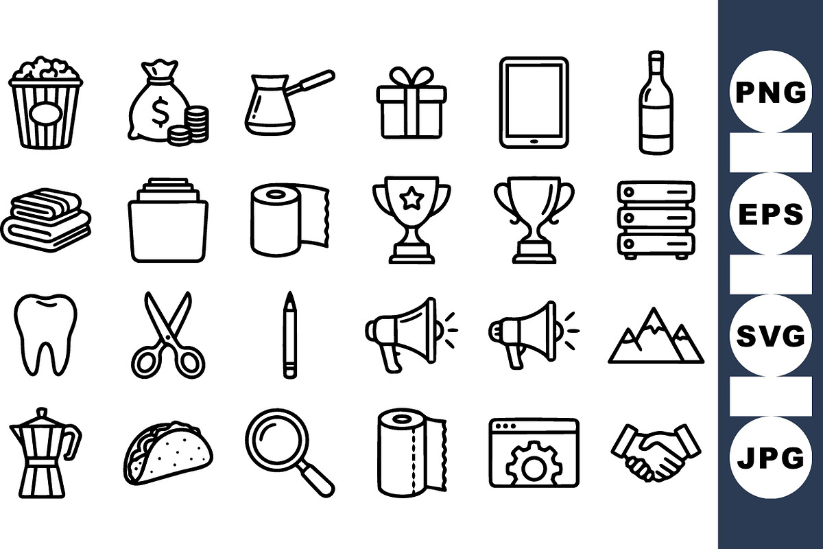 Minimalist Black Outline Icon Set, an Illustration by designvectx (Photo 2 of 3)