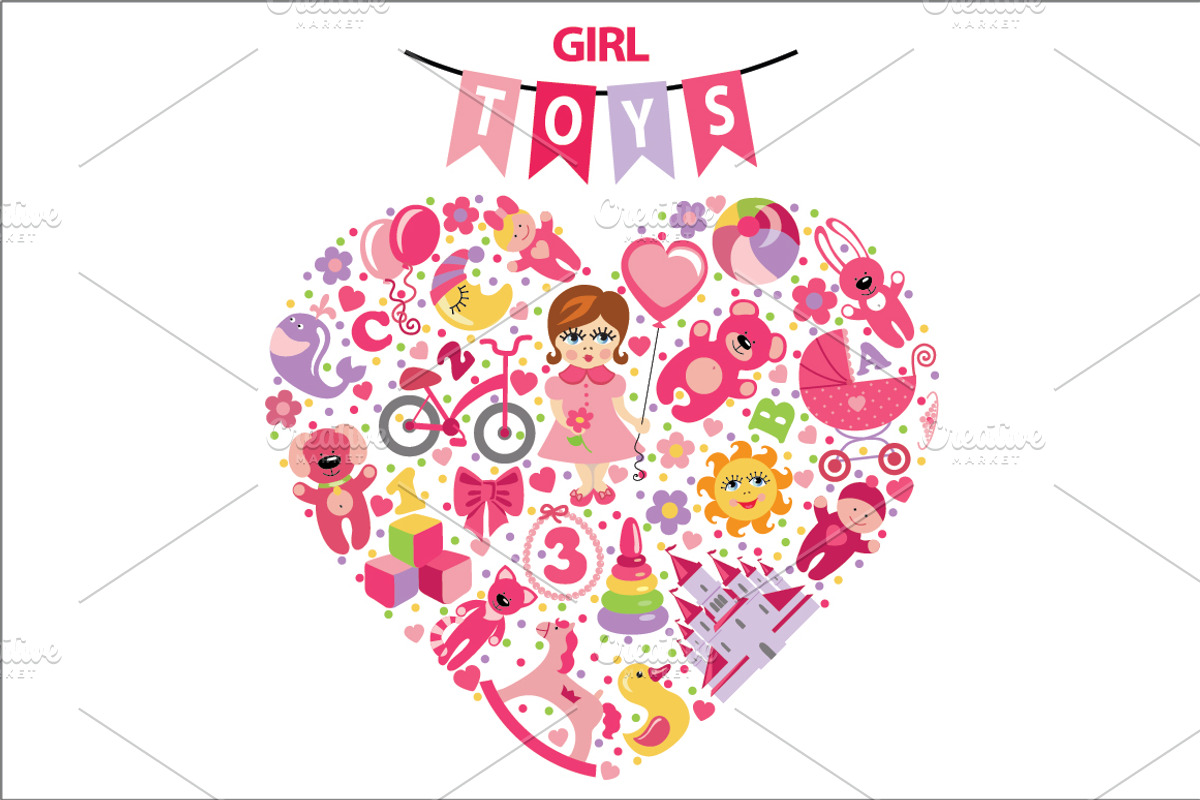 Children toys icons for little girl preview 3