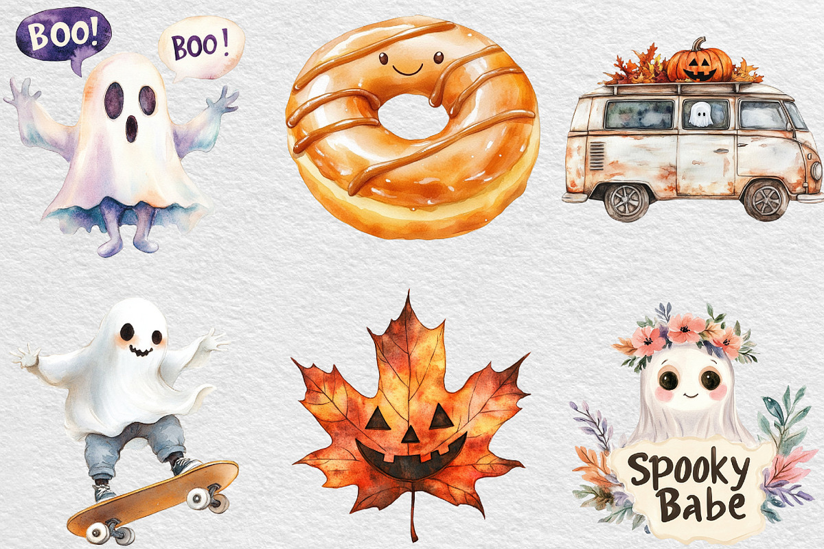 Retro Fall Halloween Png Clipart, an Illustration by Black Bird Studio (Photo 3 of 6)