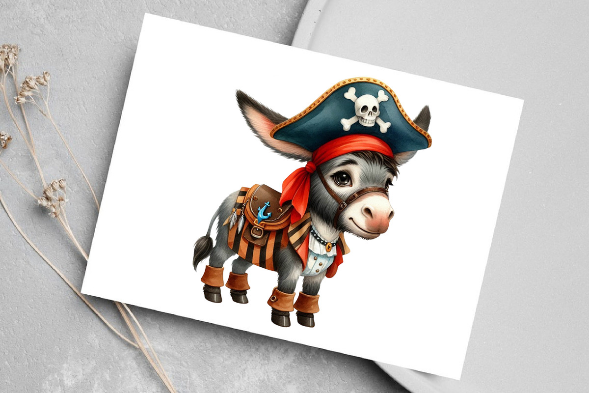 Watercolor Funny Donkey Clipart, an Illustration by Canvas Craft (Photo 5 of 7)