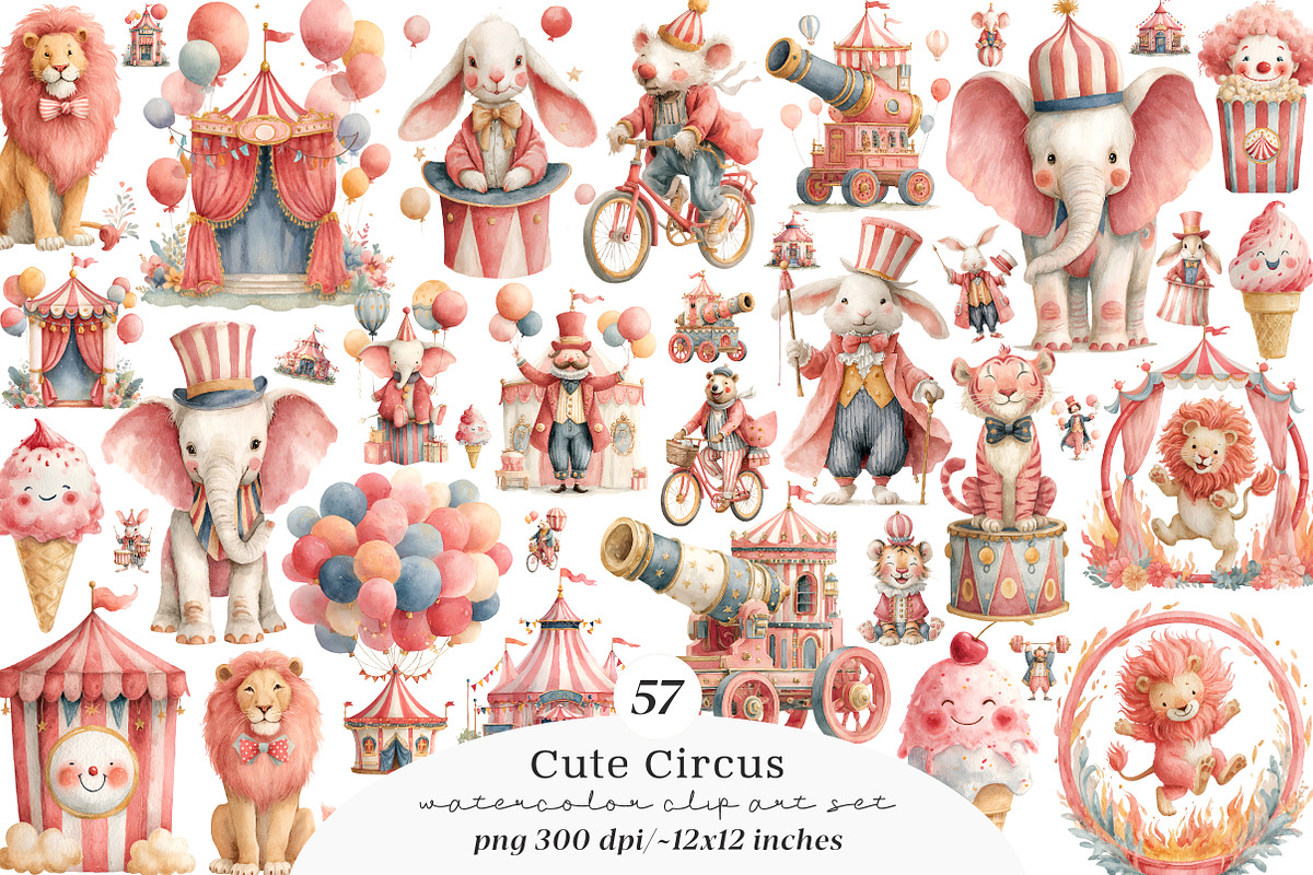Cute Circus Clipart, an Illustration by SinaCreation (Photo 1 of 10)