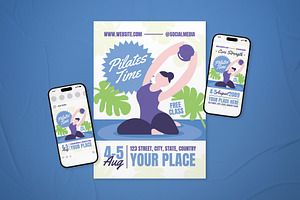 Pilates Class Flyer Set, a Flyer Template by The Good Store