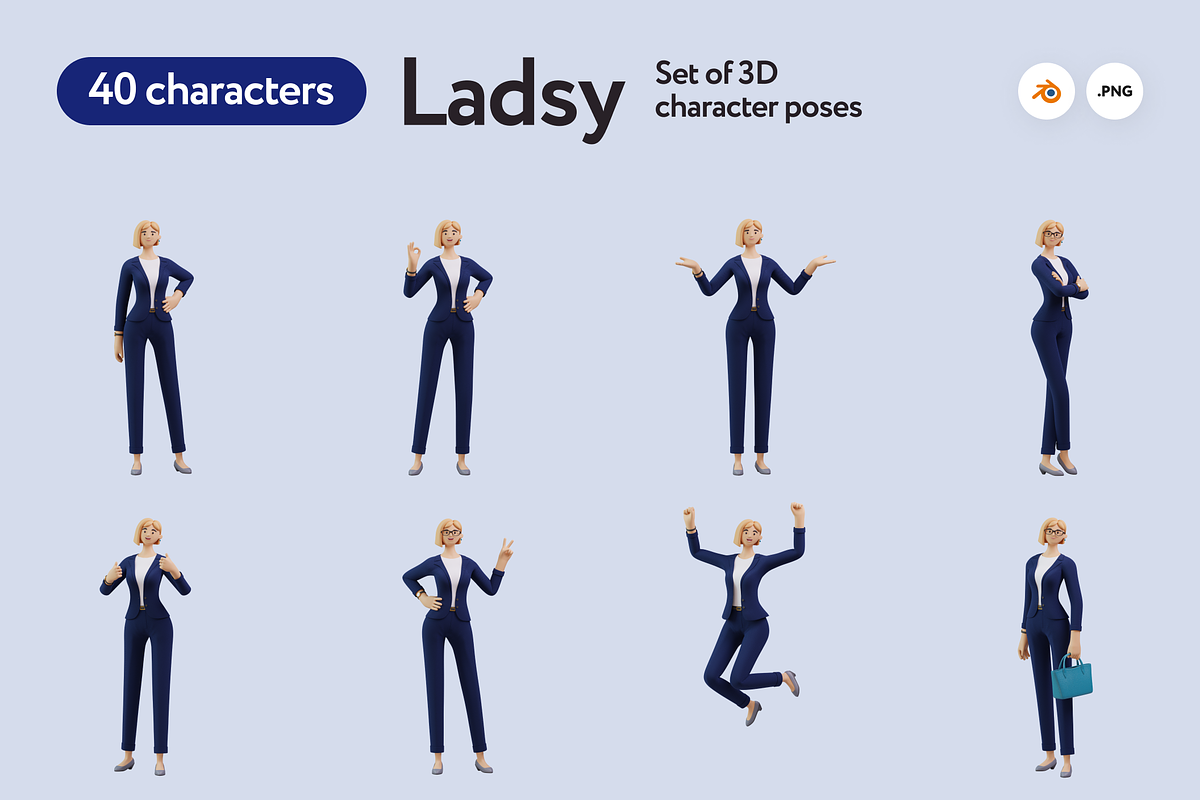 Ladsy Businesswoman 3D Character Set, a 3D by Welovegraphics (Photo 9 of 10)