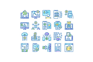 Online Banking Finance set Icons, an Object Illustration by pikepicture