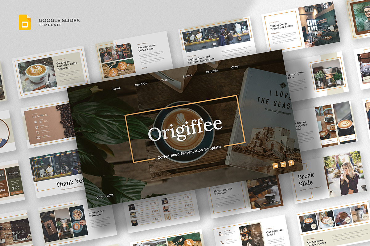 Coffee Shop Google Slides Template, a Presentation Template by fluffstudio (Photo 1 of 5)