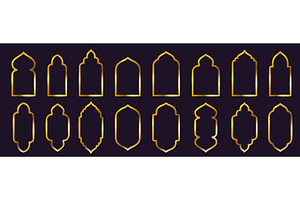Simple golden Arabic frames. Islamic, an Object Illustration by winwin.art