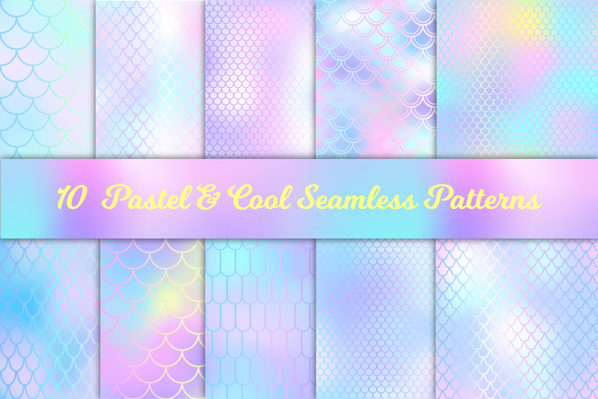 Mermaid Seamless Patterns Bundle, a Pattern Graphic by RabbitAndPencil (Photo 4 of 11)