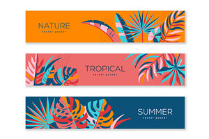 Summer banners tropic vacation set