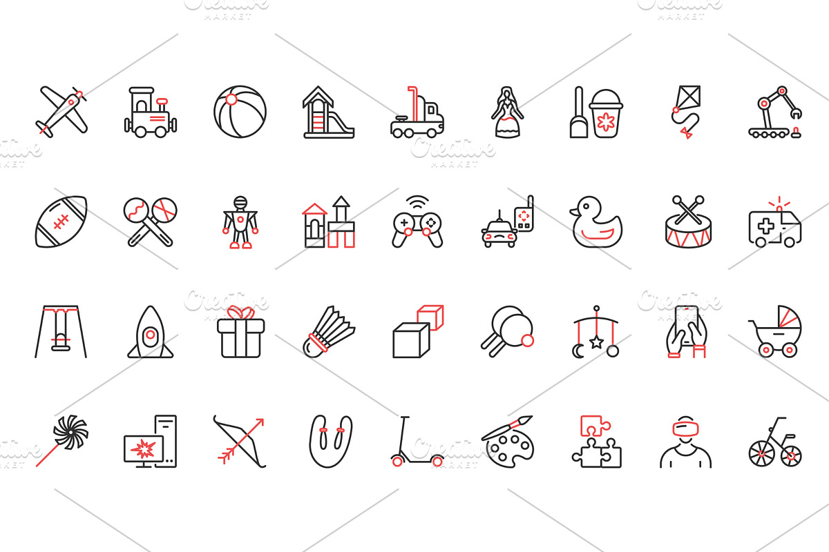 Toys kids icons, an Object Illustration by Lemberg Vector