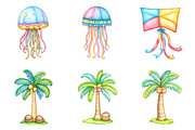 Summer Beach Line Art Doodles, an Illustration by SinaCreation (Thumbnail 7 of 10)