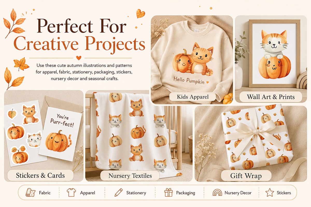 Pumpkin Cat Bundle, a Seasonal Illustration by GoldmoonUA (Photo 4 of 5)