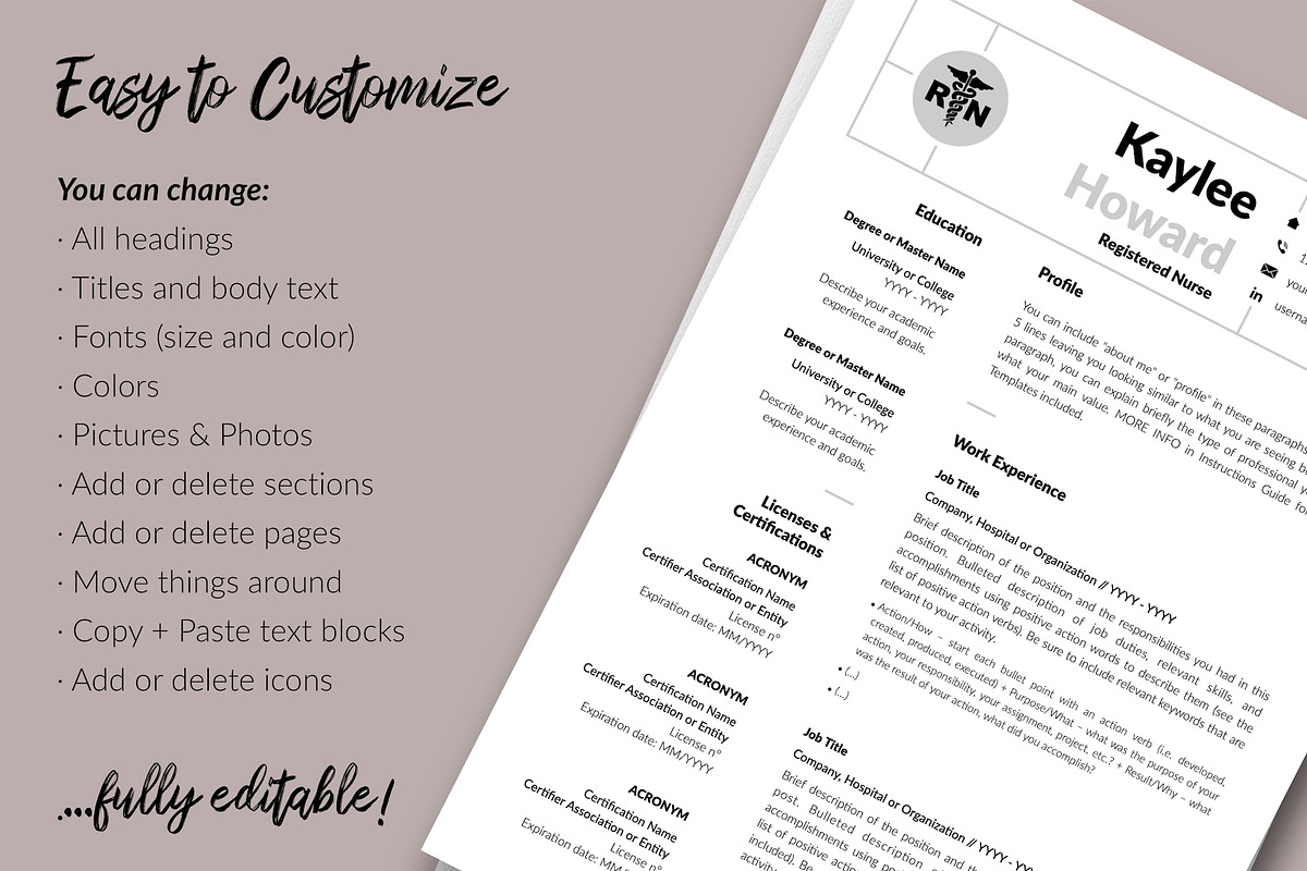 Nurse Resume Design / CV - Kaylee, a Resume Template by Templates Design Co. (Photo 13 of 17)
