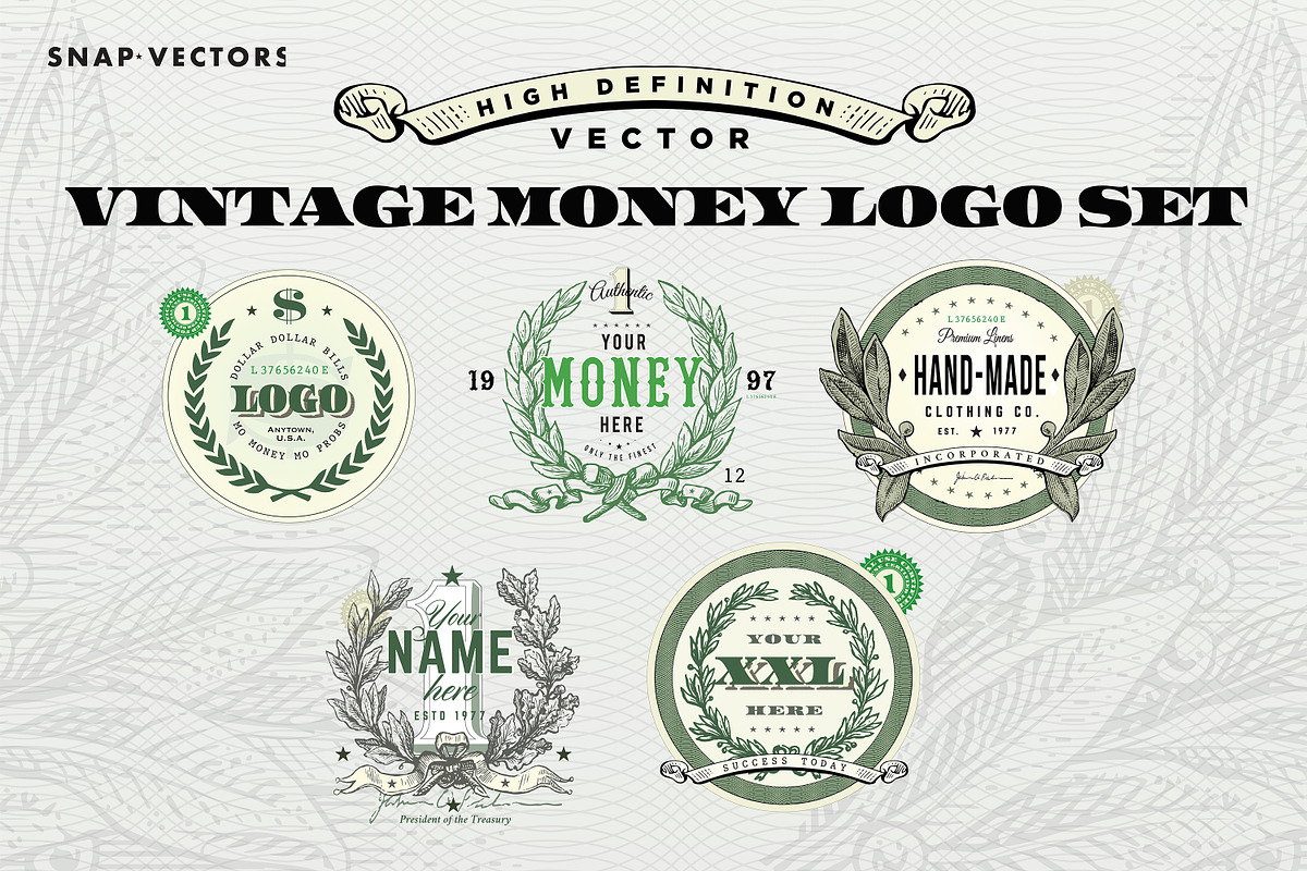 Vector Vintage Money Logo Set, a Branding & Logo Template by Snap Vectors (Photo 2 of 3)