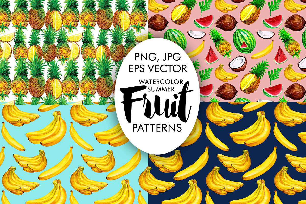Watercolor Summer Patterns Fruits, a Pattern Graphic by Graphobia (Photo 5 of 7)